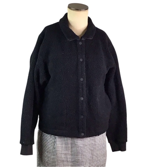 Outdoor Voices Black Wool Blendd Teddy Cropped Jacket, L, EUC - Picture 1 of 4